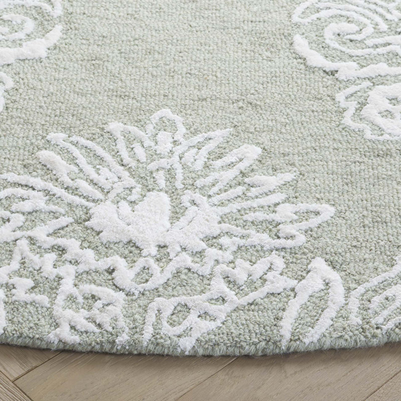 60% laine touffetée à la main Darrold 619; 30% viscose; Tapis damassé 10% coton à usage intérieur seulement, Rond 6 pi