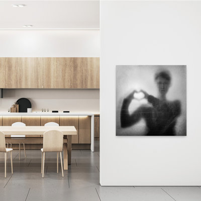 Blurred Heart Hands Abstract Romantic Contemporary Wall Art Print 1 Piece Wrapped Canvas Wall Art