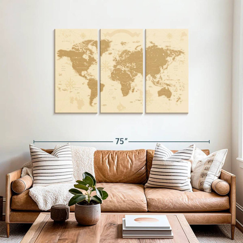 'Amber World Map, 36" H x 57" W