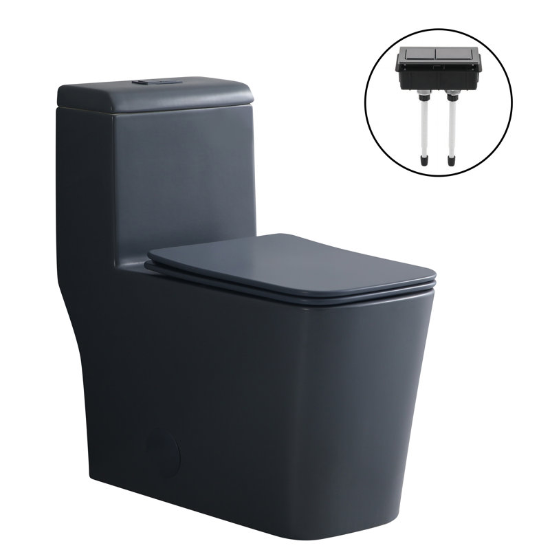 KDK HOME Tornado Toilet with Dual Flush 1.1/1.6 GPF Siphon Jet Comfort Height 16.5", Gray Toilet/Brush Nickel Button
