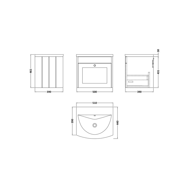Ashwick 510 mm Bathroom Vanity, Satin Green