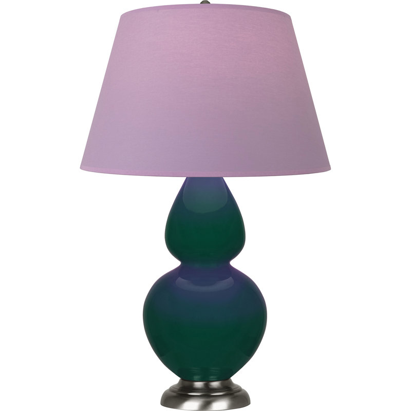 Lampe de table double gourde en céramique, Jungle glacé / argent antique, Lavande / prune, Argent argent