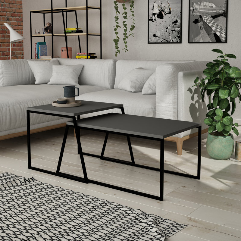 Table basse avec rangement Frame, gris
