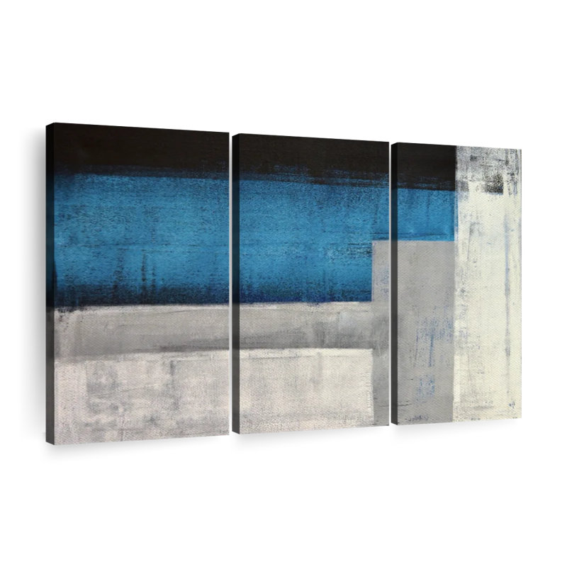 Ensemble de 3 pièces abstraites d'art moderne abstrait sur toile, H 50 po x l 32 po x P 1,25 po