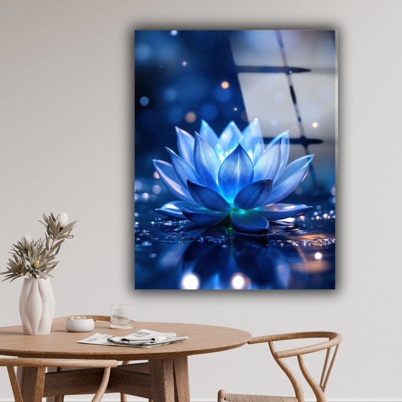 Serenity Blossom Lotus - art mural en verre trempé Lotus, H 40 po x l 30 po