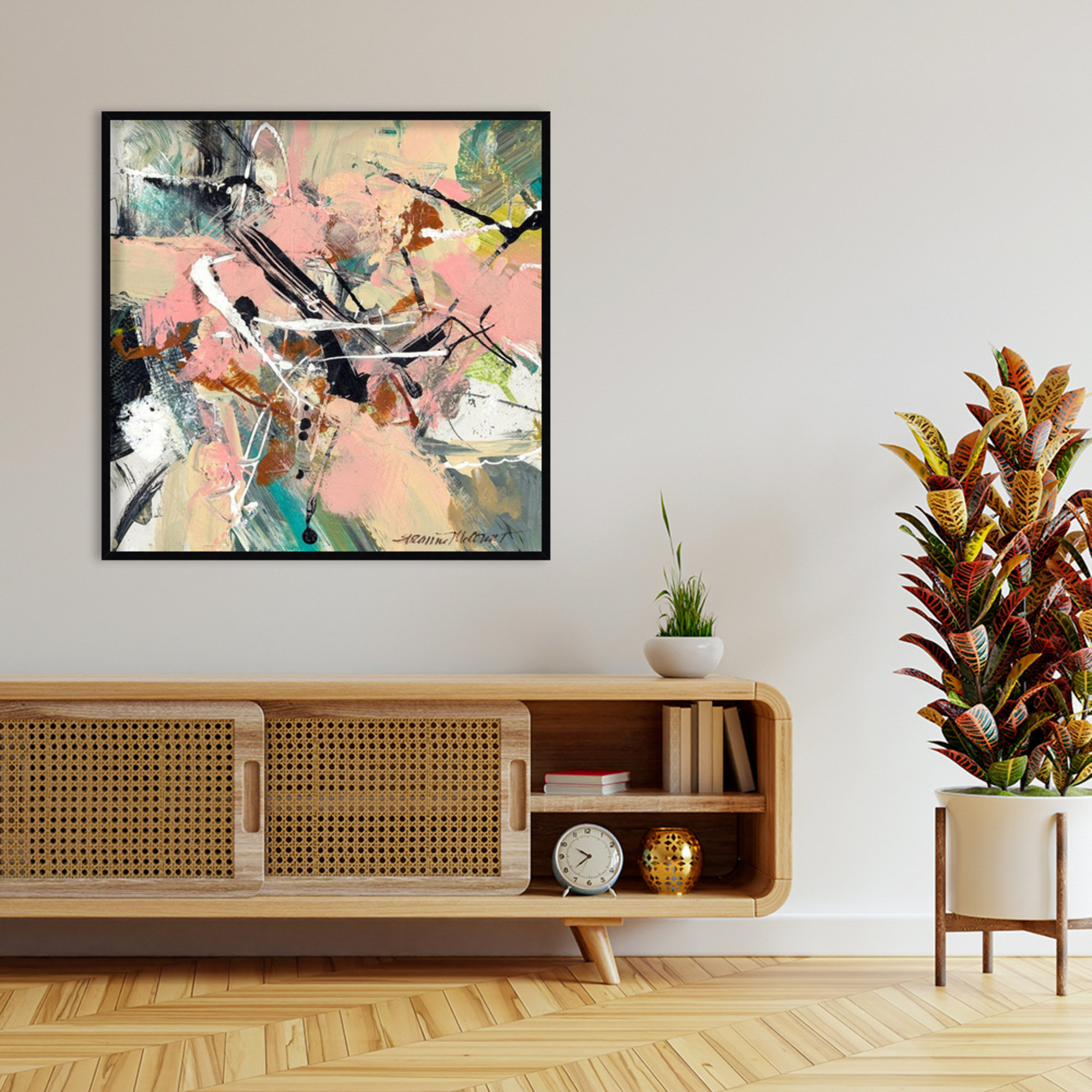 Graceful by Sutter Wood Framed Wall Art Print, Black, 41" H x 41" W