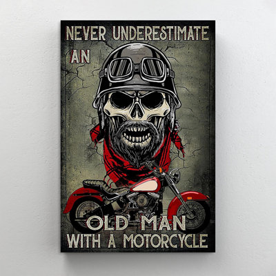 Jamais sous-estimé un vieil homme avec une moto 1 - impression sur toile tendue