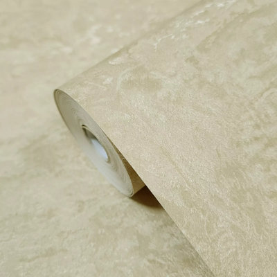 Rouleaux de papier peint texturé uni en soie synthétique or et beige