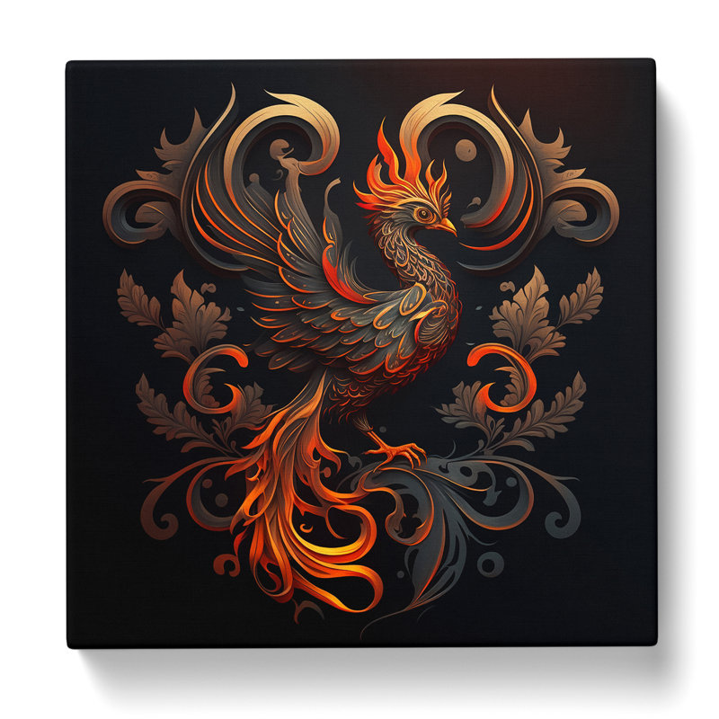 Phoenix Ornamental - Wrapped Canvas, 50cm H x 50cm W