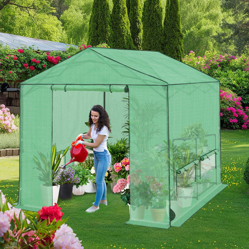 8' x 8' Pop Up Walk-In Greenhouse, Outdoor Garden Warm Hot House Portable Greenhouse, 7.9' H x 8' W x 8' D