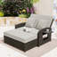 Chaise longue d'extérieur en rotin double avec coussins et dossier réglable-6063805-6063807