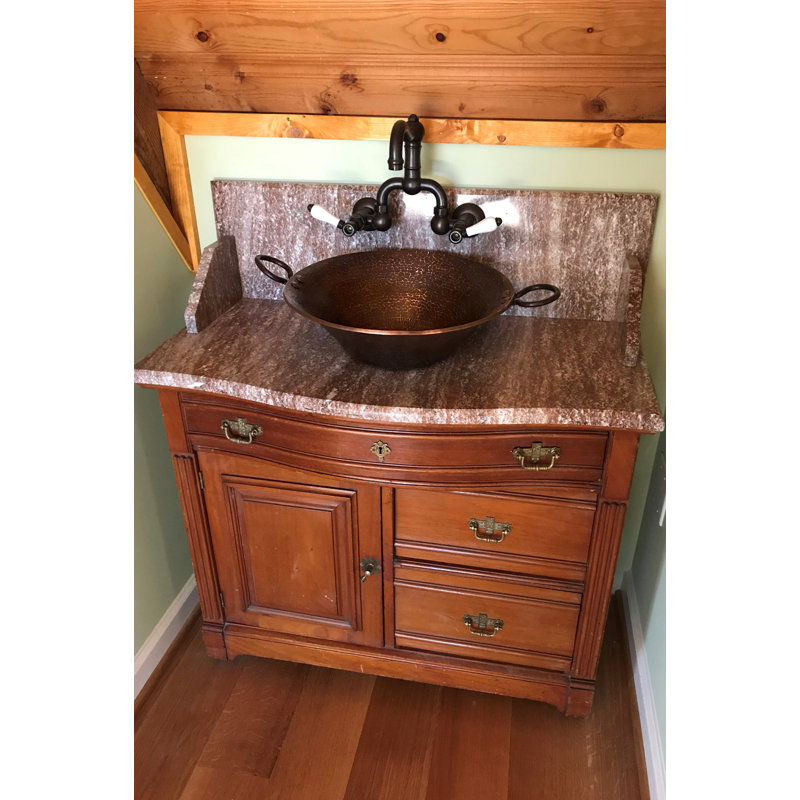 Round Hand Forged Old World Miners Pan Copper Vessel Sink