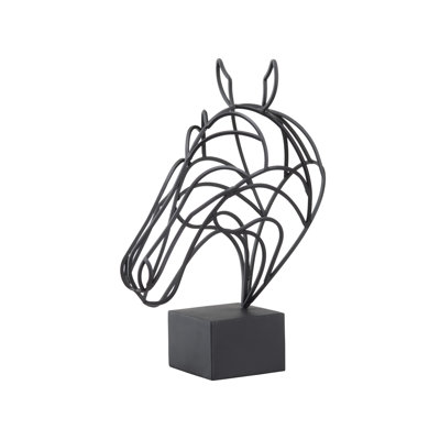 Thoroughbred Modern Black Metal Horse Head Statue