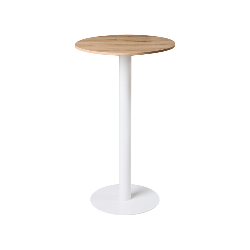 Banerjee Pedestal End Table, White, Light Brown