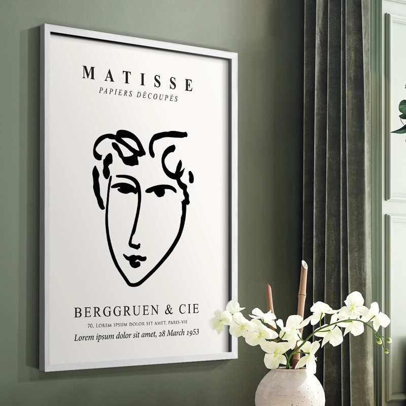 Matisse Lxxvi, reproduction encadrée - bois massif, Blanc, H 10 po x l 8 po