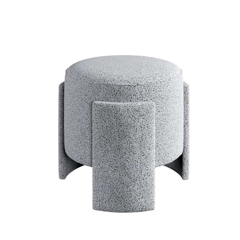 Stylish Pouffe Ottoman, Grey Foam, 15.4 x 15.8 x 15.4 inches | Durable 28 DNS Grey Foam & 14 DNS White Foam for Comfort | Perfect for Living Room, Bedroom, or Kids' Playroom | Versatile Seating & Footrest