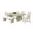 Hagy 7Pc Dining Set, Extendable Table, 6 White Chairs, Natural Beige