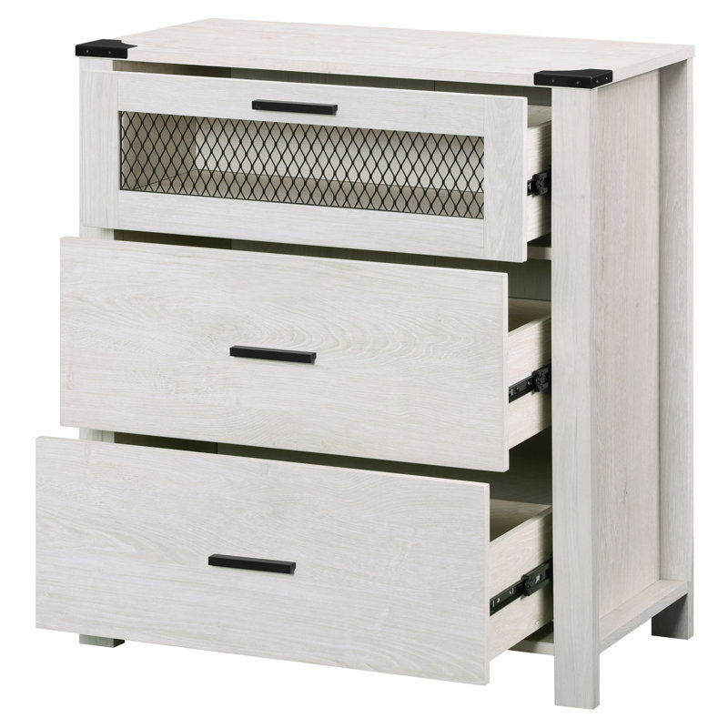Commode 3 tiroirs avec glissières en métal l 27,5 po Vita, Blanc