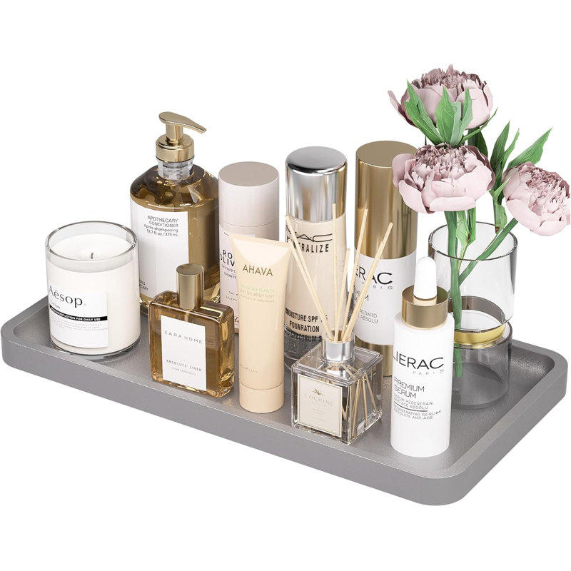 Bamboo Vanity Tray For Bathroom Countertop - Decorative Wood Organizer Tray For Dresser, Toilet, Perfume, And Home Decor - Sleek And Functional Design