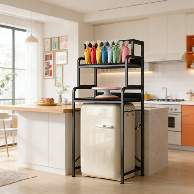Organisateur de cuisine modulaire à 4 niveaux avec tablettes de rangement, four à micro-ondes amovible et mini-réfrigérateur, support de boulanger robuste pour comptoir et dortoir