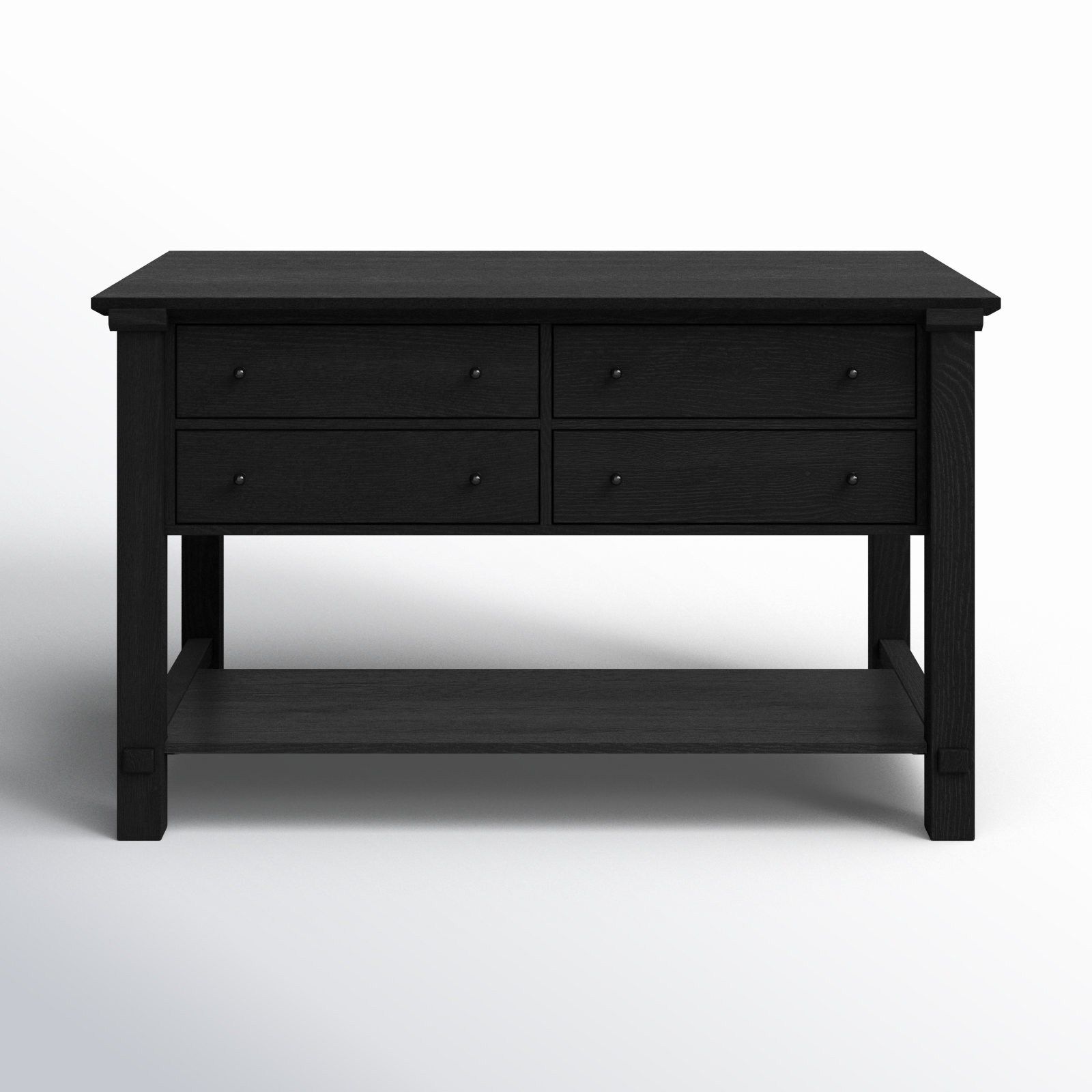 Cascade Solid Wood Kitchen Island, Black