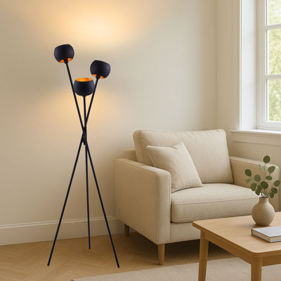 Kenner 62.3'' Powder Coated Tripod Floor Lamp with Outlet