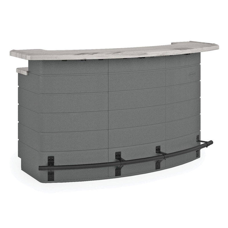Suncast 78 in. W x 35 in. D Resin Outdoor Entertainment Bar with Pull-Out Drawers and Storage, Made in the USA, Cool Gray