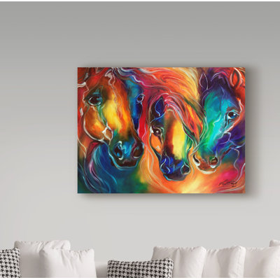 Duniya 'Color My World With Horses' Acrylic Painting Print on Wrapped Canvas