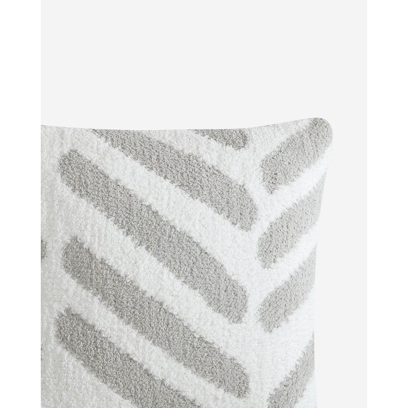 Tulum Square Pillow Cover & Insert, Cloud Gray/Off White Geometric