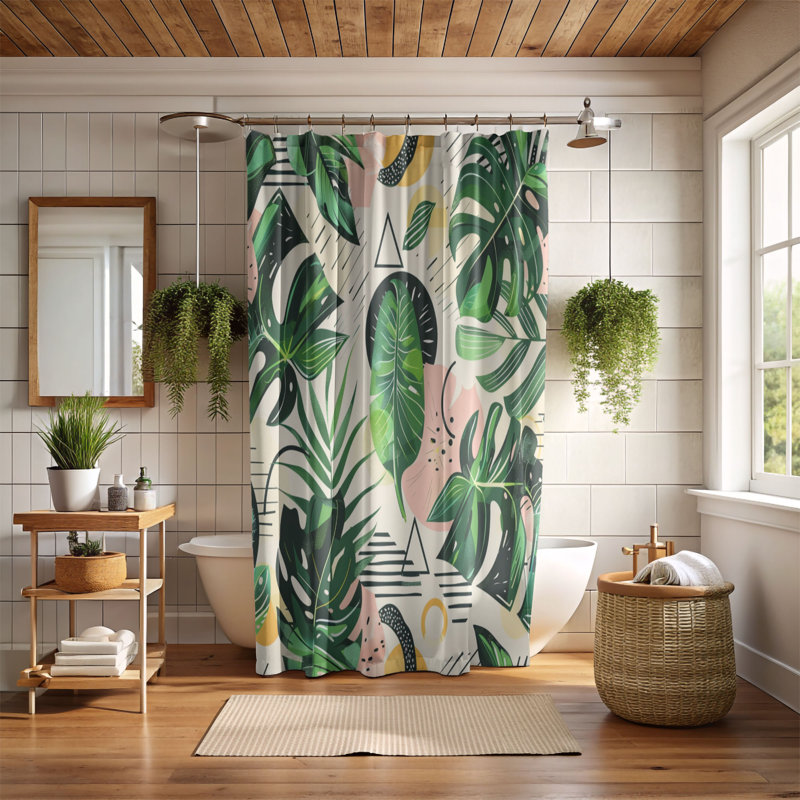 Palm Leaves - Premium Shower Curtain, 74"H x 71"W