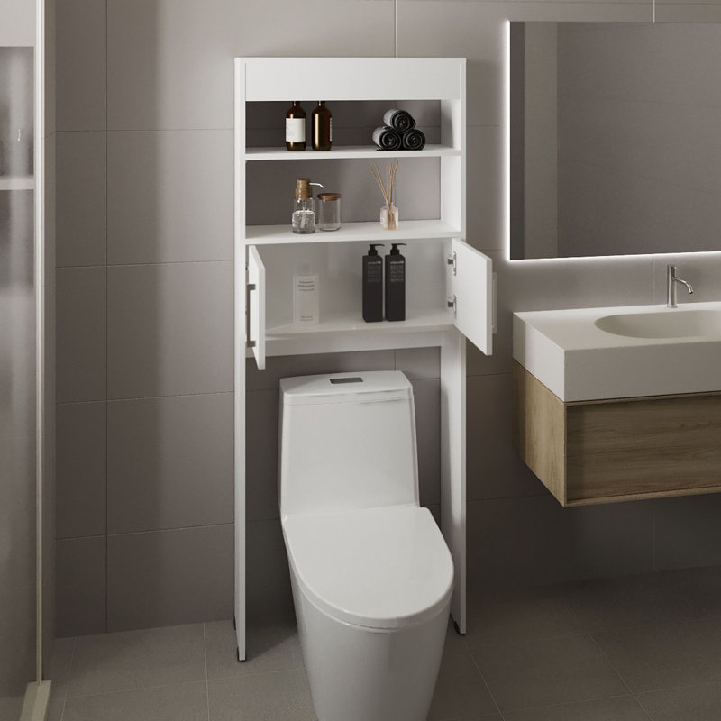 Au-dessus de l'armoire de toilette H 63 po, deux tablettes, porte double, Blanc