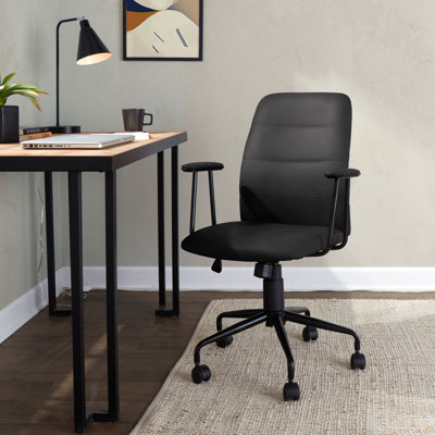 Office Chair In Black Faux Leather