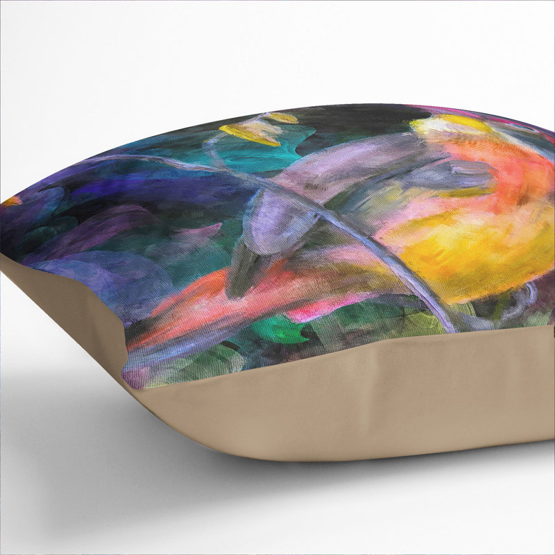 Colourful Bird Square Throw Cushion, Stone, 40cm H x 40cm W x 15cm D