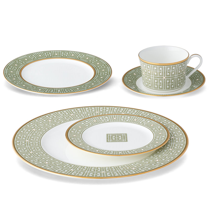 Couvert individuel 5 pièces Noritake Infinity, Vert / doré