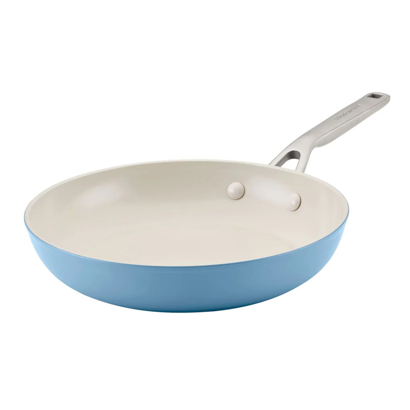 Poêle à frire en céramique anodisée dure KitchenAid - Pistache de 12,25 po / 31 cm, 12", Bleu