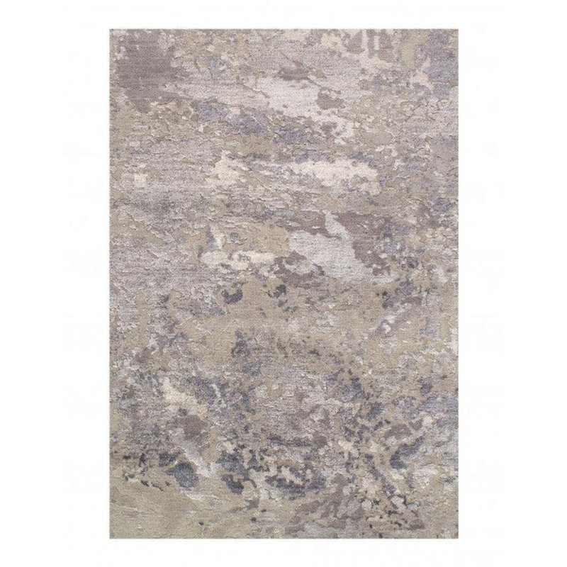 Tapis gris abstrait en coton / laine abstrait fait à la main 5 pi 5 po x 7 pi 11 po