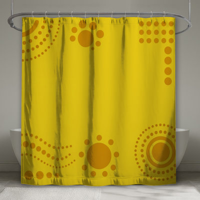 Yellow Dotted Circles Shower Curtains Extra Long