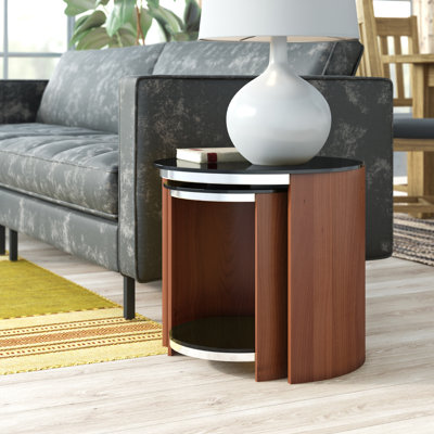 Teo Glass Top Sled Nesting Tables