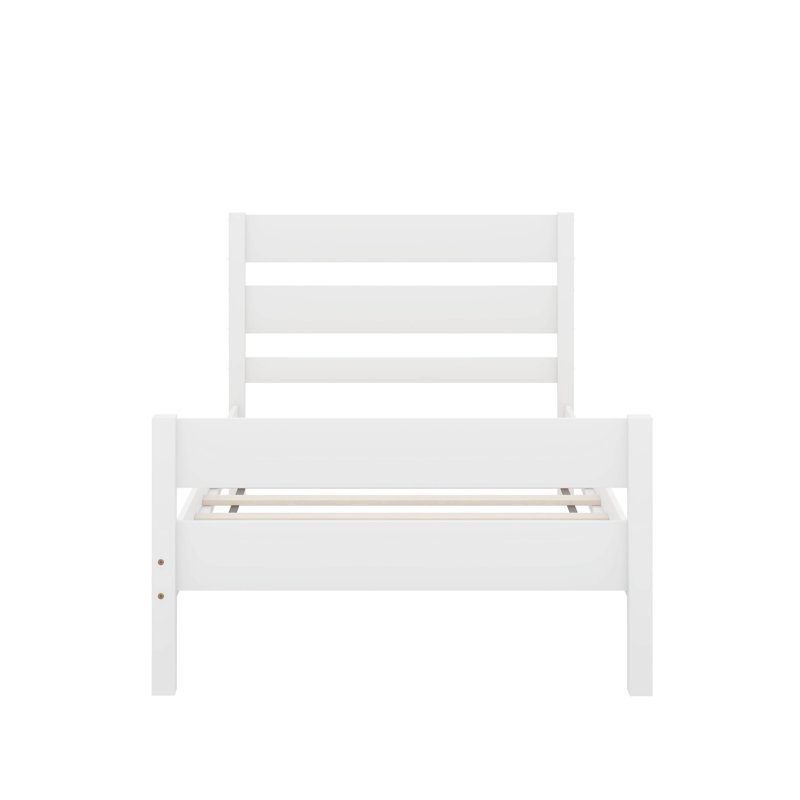 Lit simple avec tête et pied de lit, Blanc