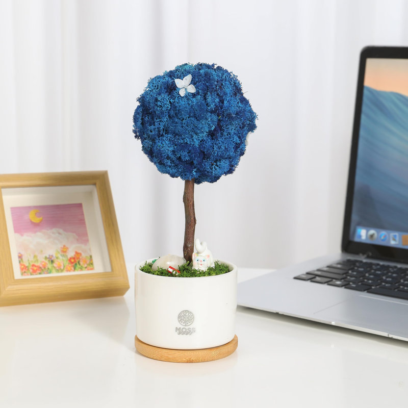 Centre de table Mossever en pot, Bleu foncé