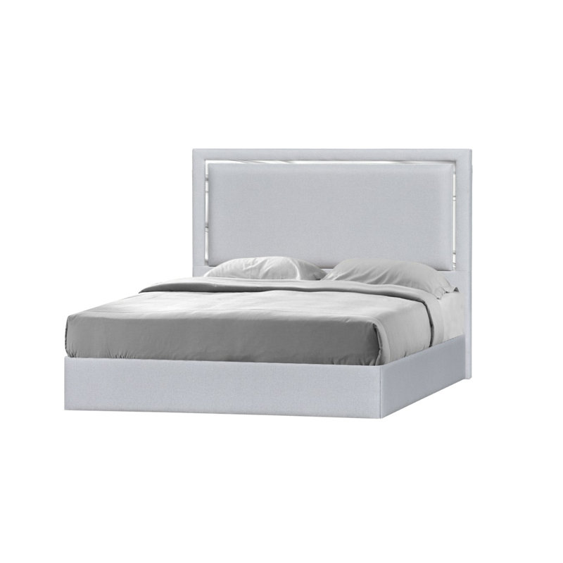 Dilver Upholstered Platform Bed, King, Silver Gray