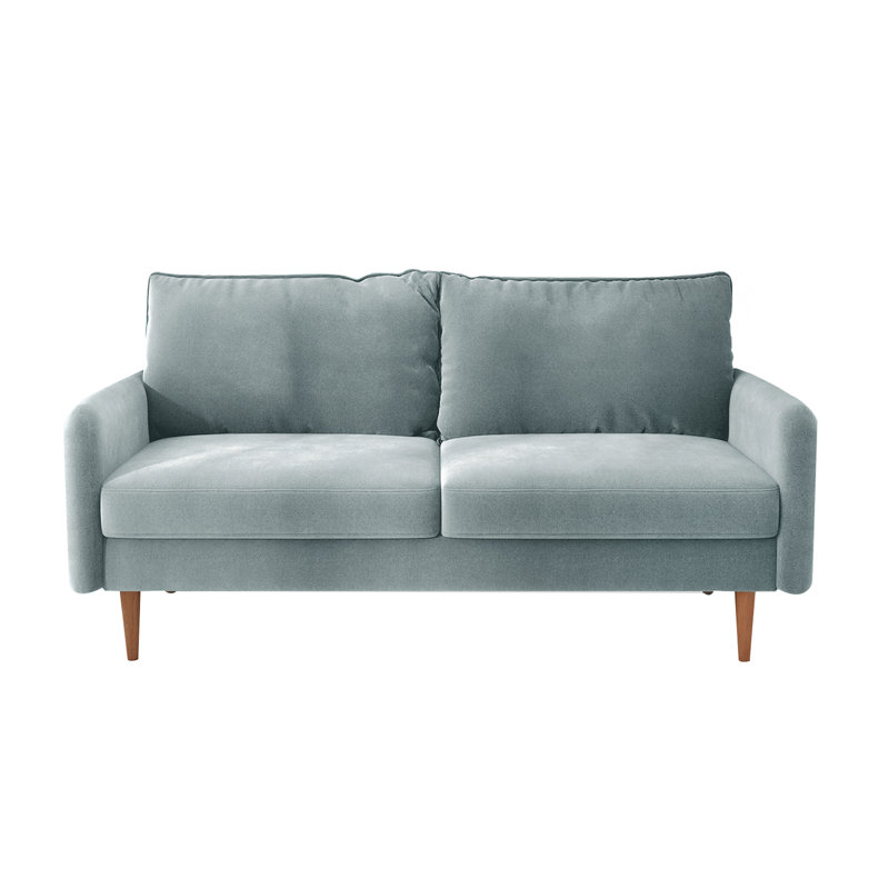 Everly Quinn Hessville Sofa 56" Velvet Round Arm Loveseat, Sage Velvet