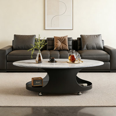 Table basse ovale simple avec poulie
