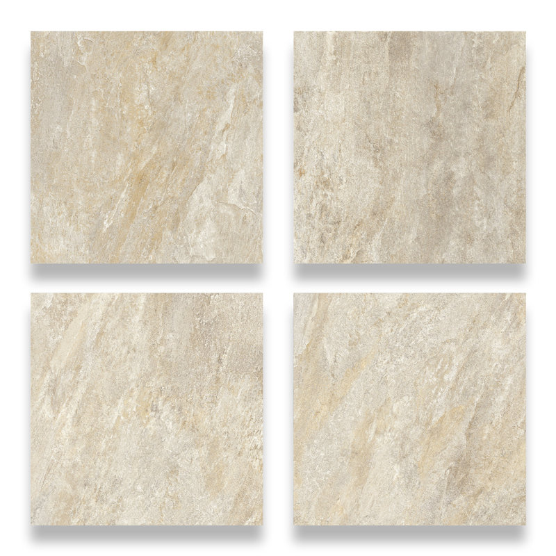 Italian Quarzia Porcelain 24"x 24"x 9mm Floor and Wall Tile Case - (4 PCS, 16 Sq. Ft.), Gold