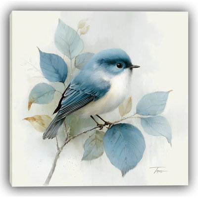 «Cobalt Calm - Bird», reproduction d'art à l'aquarelle