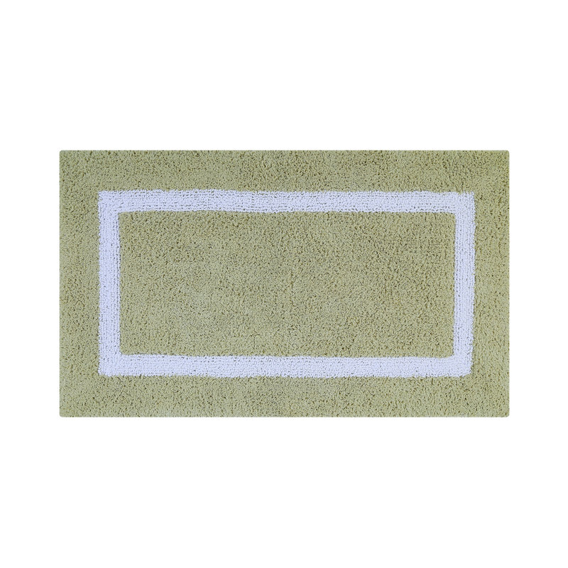 Sage and White Cotton Tufted Reversible Bath Rug Set