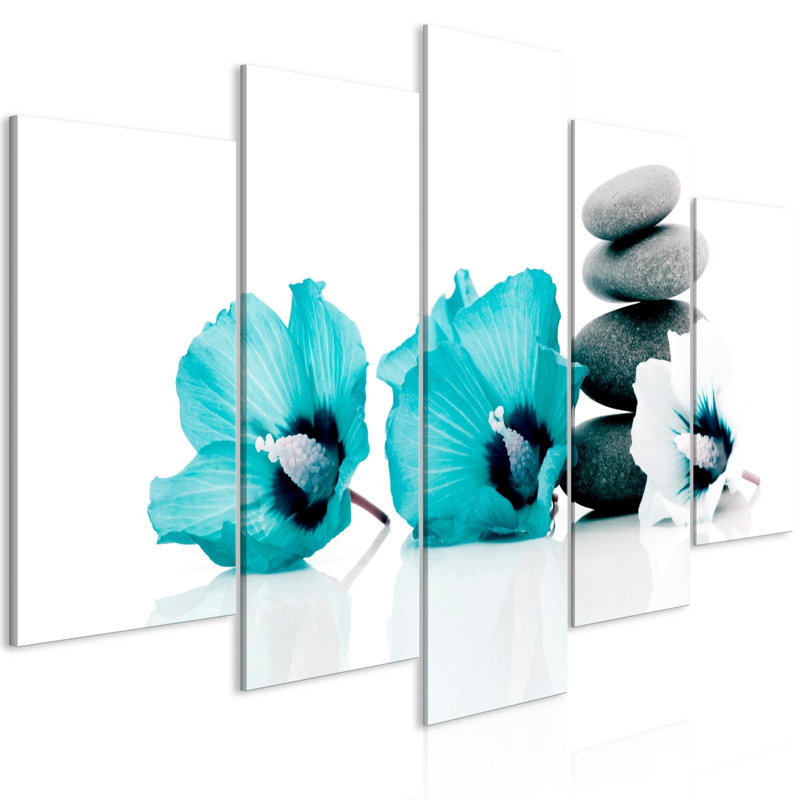 Ensemble de 5 impressions sur toile tendue, H 20 po x l 40 po x P 1 po, Turquoise