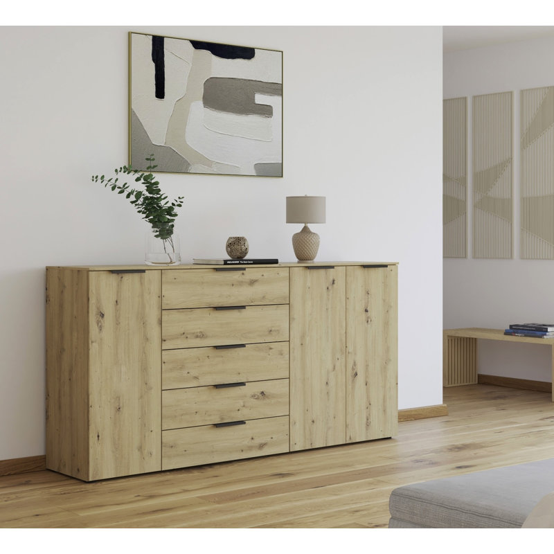 5 - Drawer Chest of Drawers, Artisan Oak/Graphite