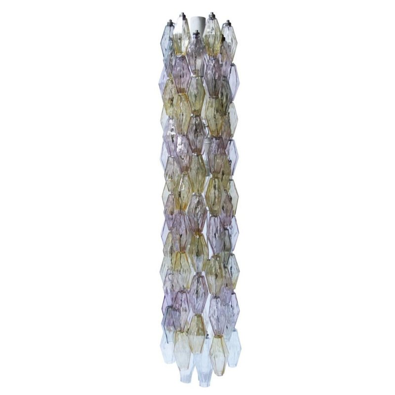 Lustre en acier inoxydable à 12 lumières Murana, Nickel poli, Couleurs mélangées, 8” Diameter x 46” Height