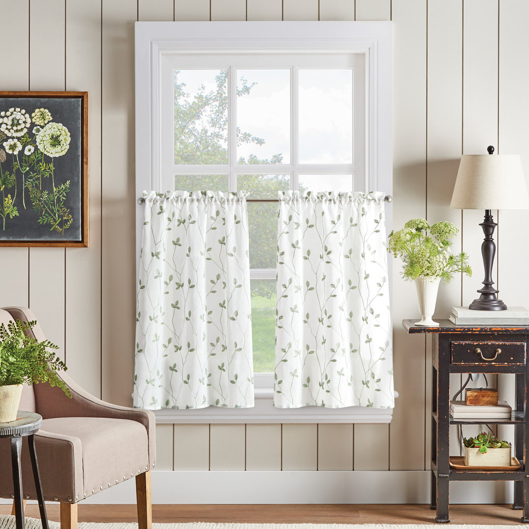 Red Barrel Studio Botanical Embroidery Tailored Café Curtain Red Barrel Studio® 